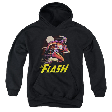 Black youth hoodie for ages 8 to 12 with The Flash City Run graphic