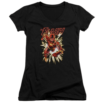 Flash, The Flash Glow - Juniors V-Neck T-Shirt Juniors V-Neck T-Shirt The Flash