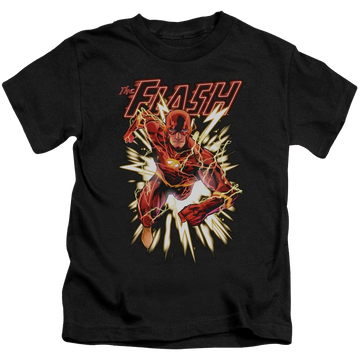 Black kid's t-shirt for ages 4 to 7 with Flash Glow graphic