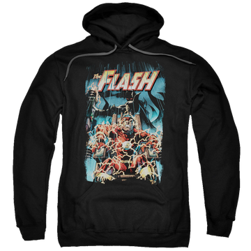Black pullover hoodie with The Flash Electric Chair graphic