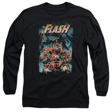 Black men's long sleeve t-shirt with The Flash Electric Chair graphic