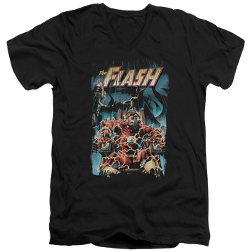 Black men's v-neck t-shirt with The Flash Electric Chair graphic