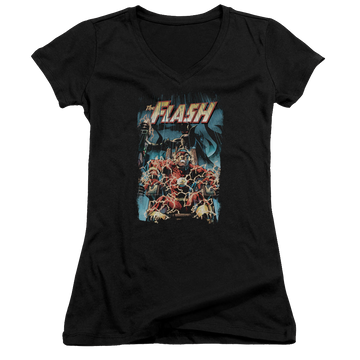Flash, The Electric Chair - Juniors V-Neck T-Shirt Juniors V-Neck T-Shirt The Flash