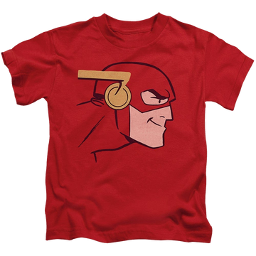 Red kid's t-shirt for ages 4 to 7 with The Flash Cooke Head graphic