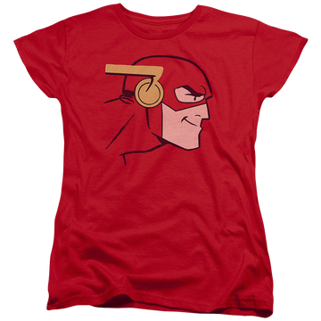 Red women's t-shirt with The Flash Cooke Head graphic