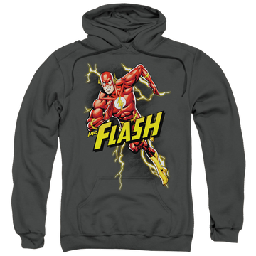 Charcoal pullover hoodie with The Flash Bolt Run graphic