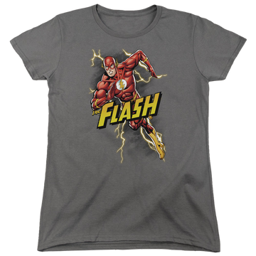 Charcoal women's t-shirt with The Flash Bolt Run graphic