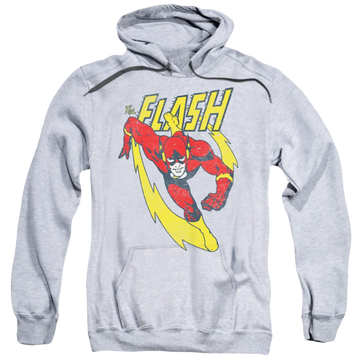 Athletic heather pullover hoodie with The Flash Lightning Trail graphic