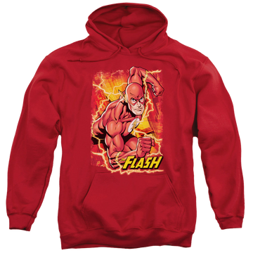 Red pullover hoodie with Flash Lightning graphic