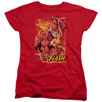 Red women's t-shirt with Flash Lightning graphic