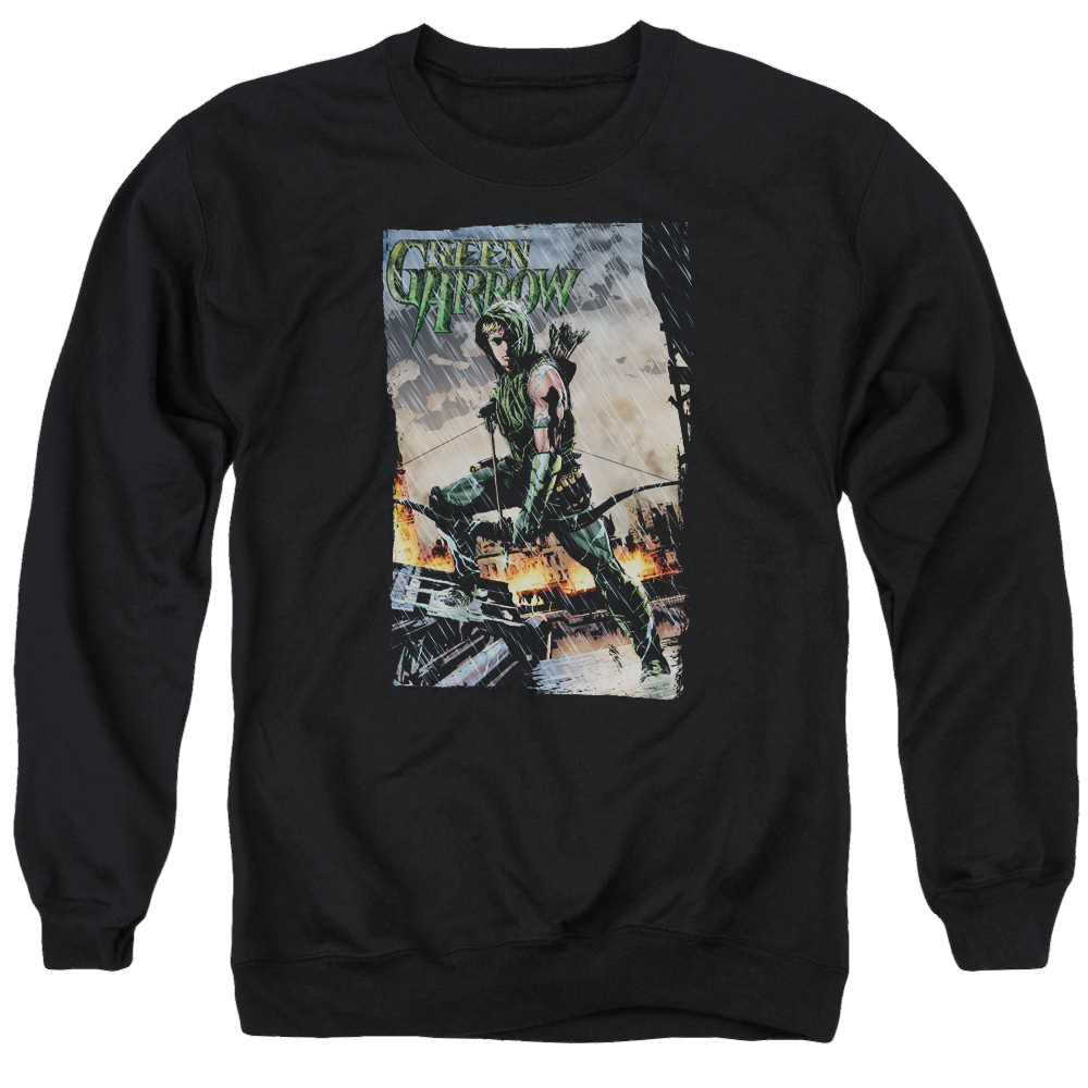 Green Arrow Fire And Rain - Men's Crewneck Sweatshirt Men's Crewneck Sweatshirt Green Arrow