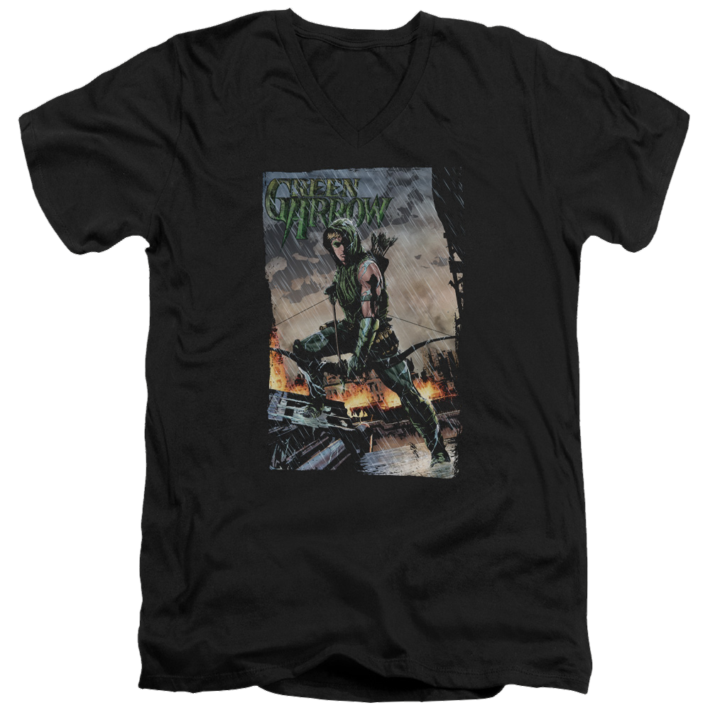 Green Arrow Fire And Rain - Men's V-Neck T-Shirt Men's V-Neck T-Shirt Green Arrow