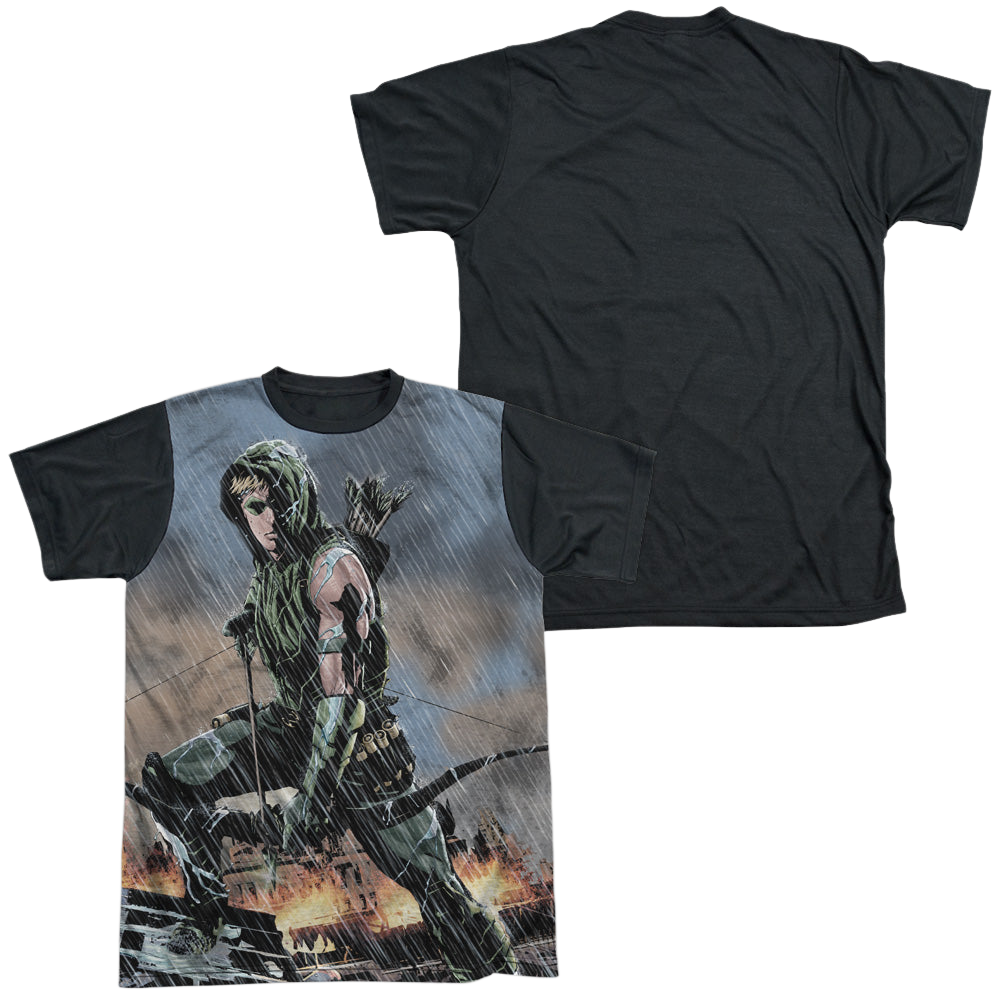 Green Arrow Rain - Men's Black Back T-Shirt Men's Black Back T-Shirt Green Arrow