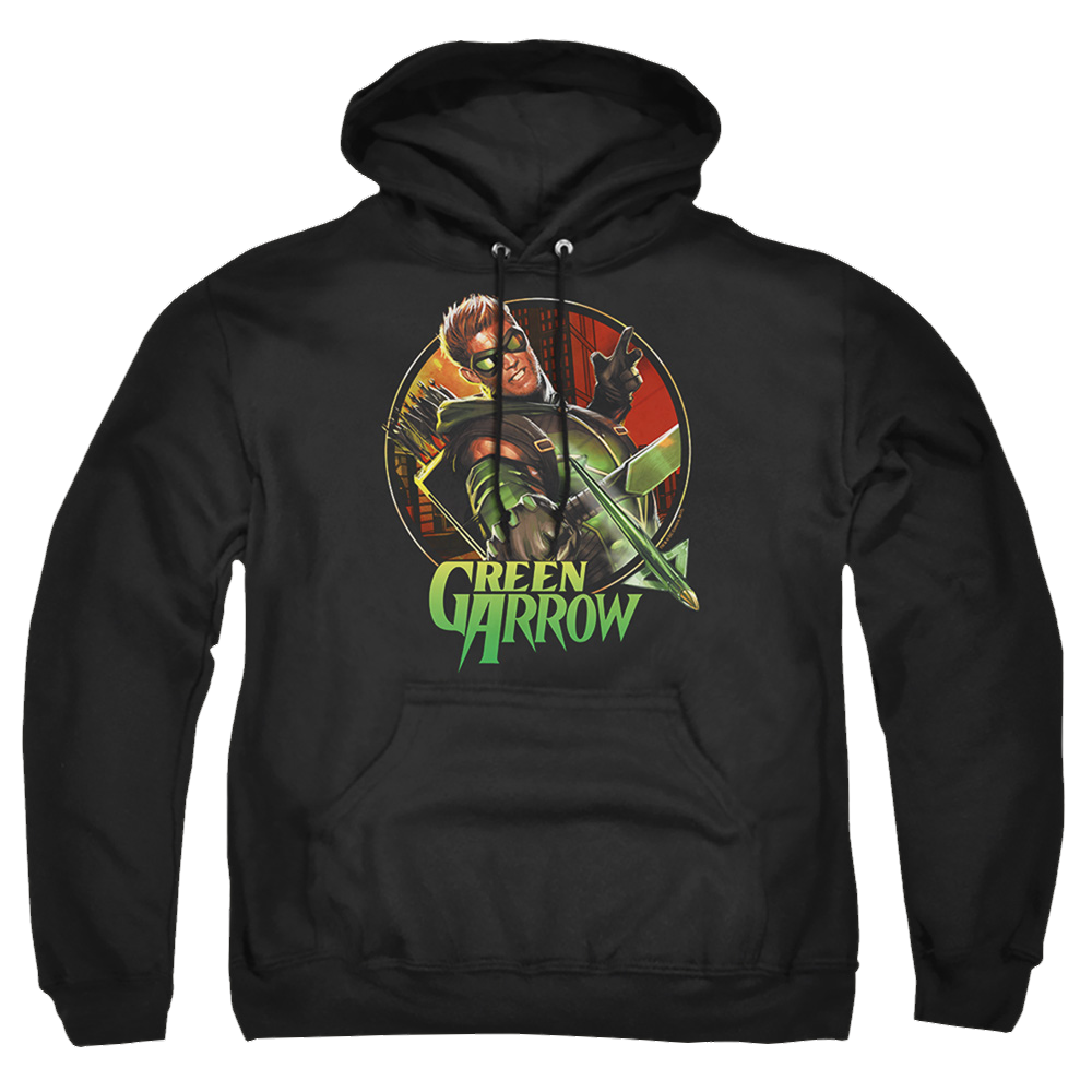 Green Arrow Sunset Archer - Pullover Hoodie Pullover Hoodie Green Arrow