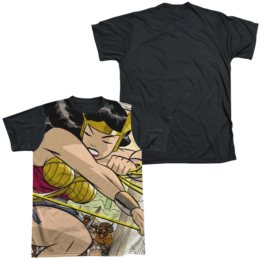 Justice League Minotaur Battle Men's Black Back T-Shirt Men's Black Back T-Shirt Wonder Woman
