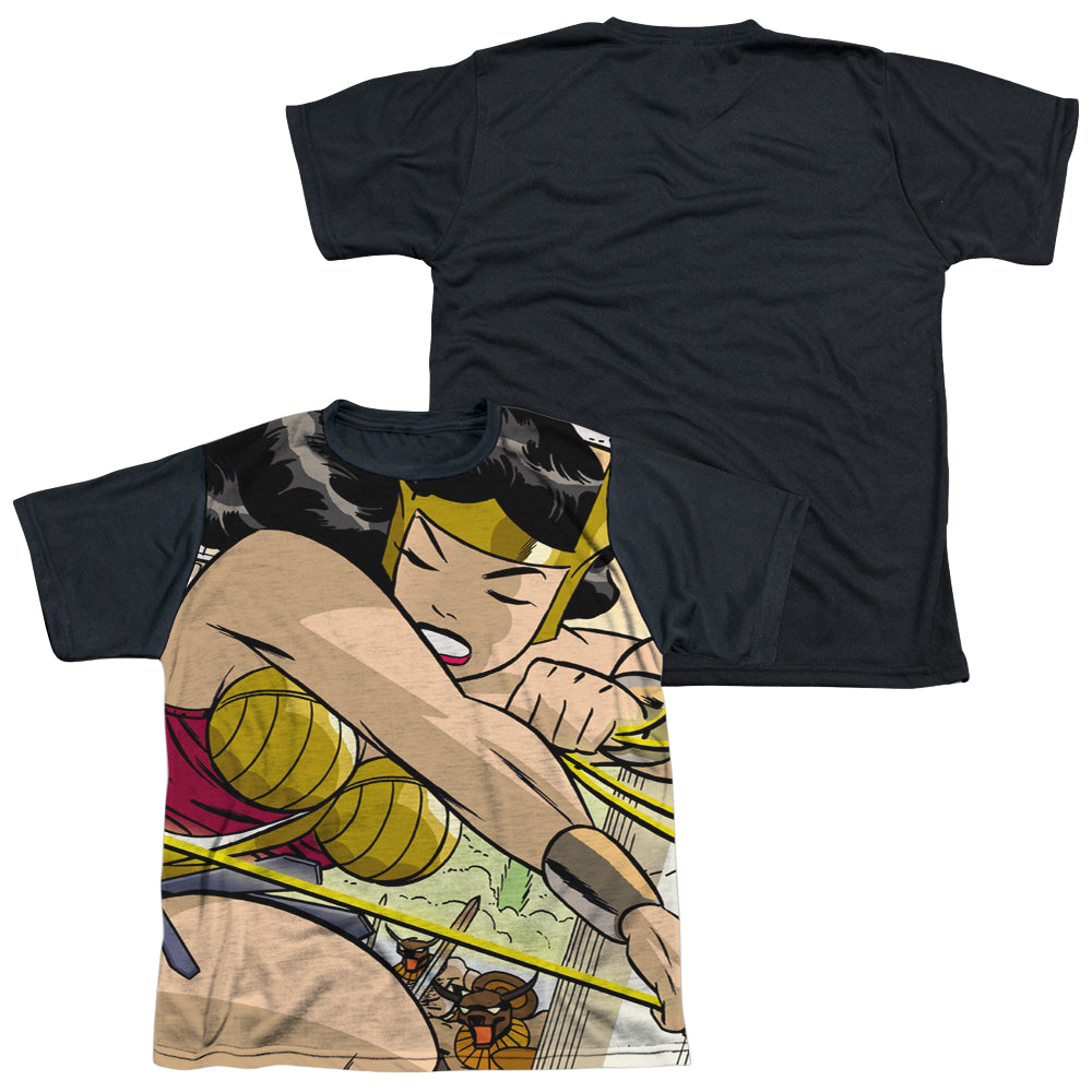 Wonder Woman Minotaur Battle - Youth Black Back T-Shirt Youth Black Back T-Shirt (Ages 8-12) Wonder Woman