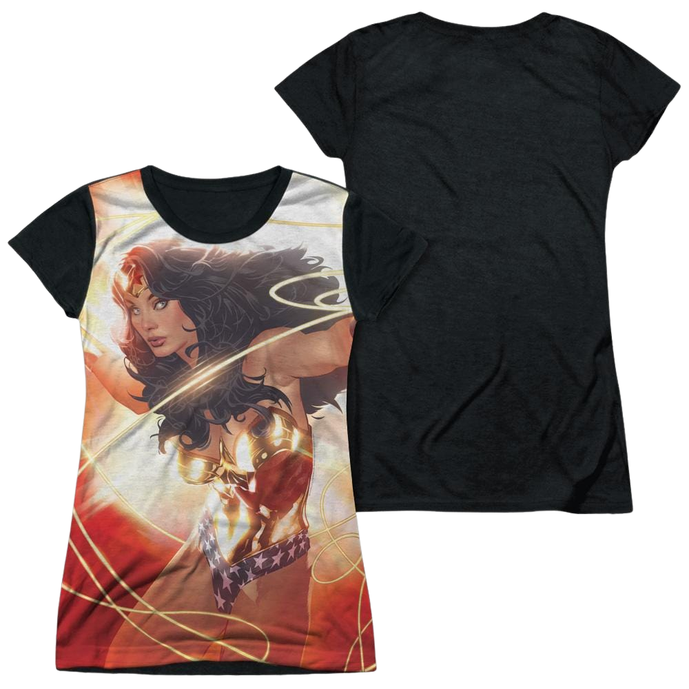 Justice League Wonder Glow Juniors Black Back T-Shirt Juniors Black Back T-Shirt Wonder Woman