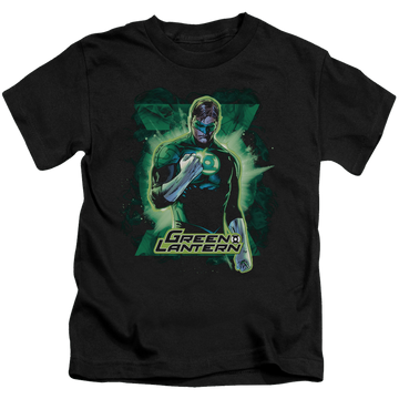 Black kid's t-shirt for ages 4 to 7 with Green Lantern Gl Brooding graphic