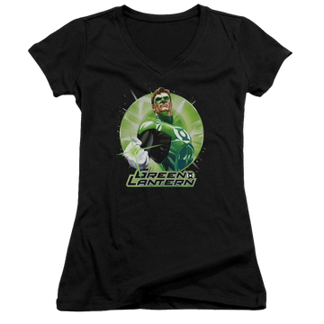 Green Lantern Green Static - Juniors V-Neck T-Shirt Juniors V-Neck T-Shirt Green Lantern