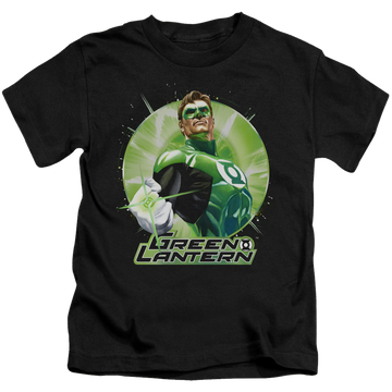Black kid's t-shirt for ages 4 to 7 with Green Lantern Green Static graphic