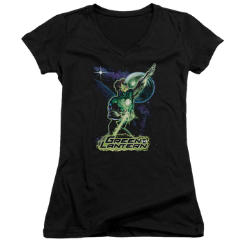 Green Lantern Hal Galaxy - Juniors V-Neck T-Shirt Juniors V-Neck T-Shirt Green Lantern