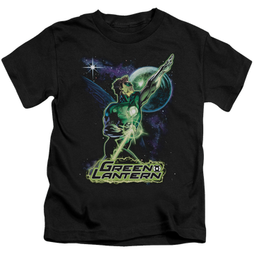 Black kid's t-shirt for ages 4 to 7 with Green Lantern Hal Galaxy graphic