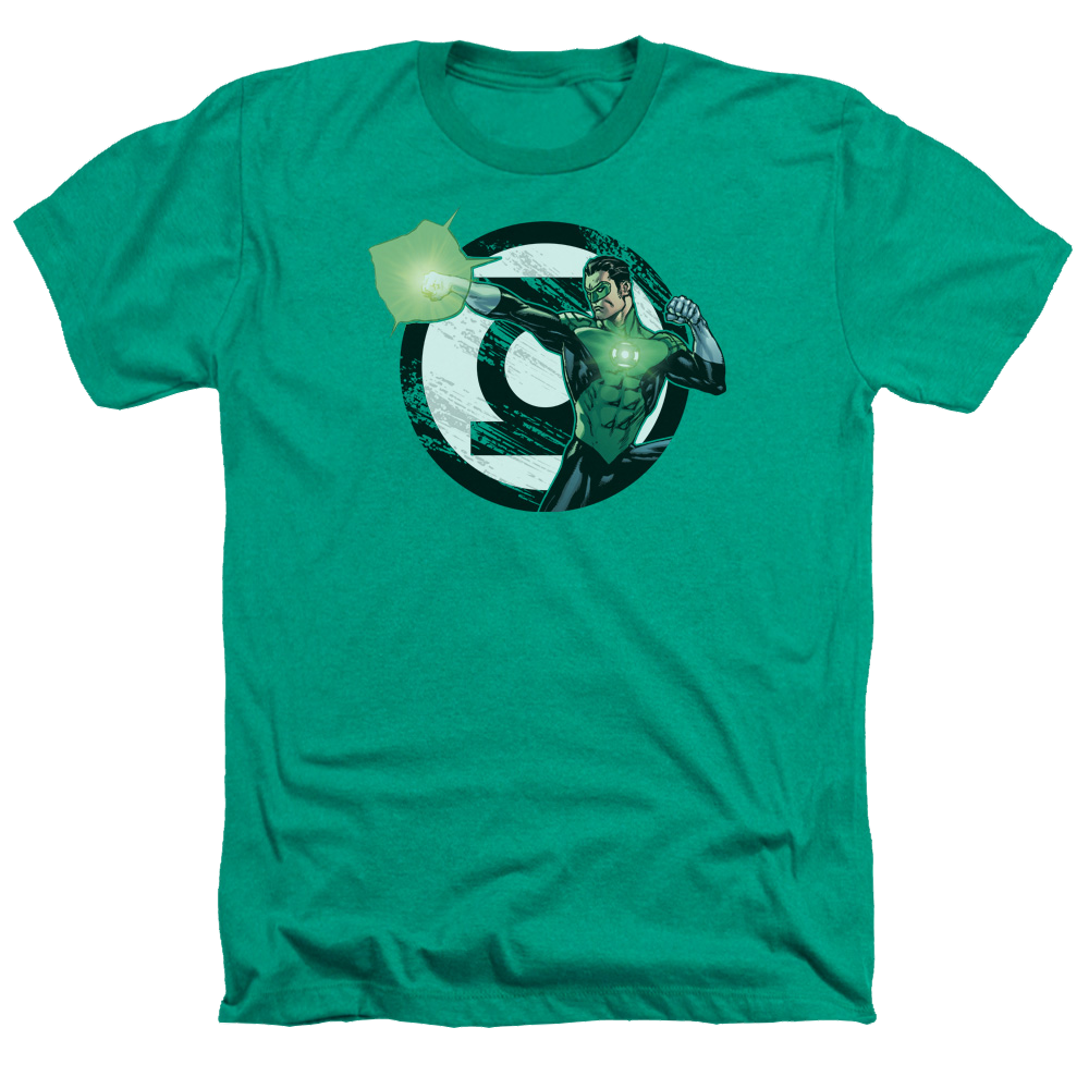 Justice League Blasting Logo Men's Heather T-Shirt Men's Heather T-Shirt Green Lantern