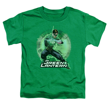 Kelly green toddler t-shirt with Green Lantern Spin graphic