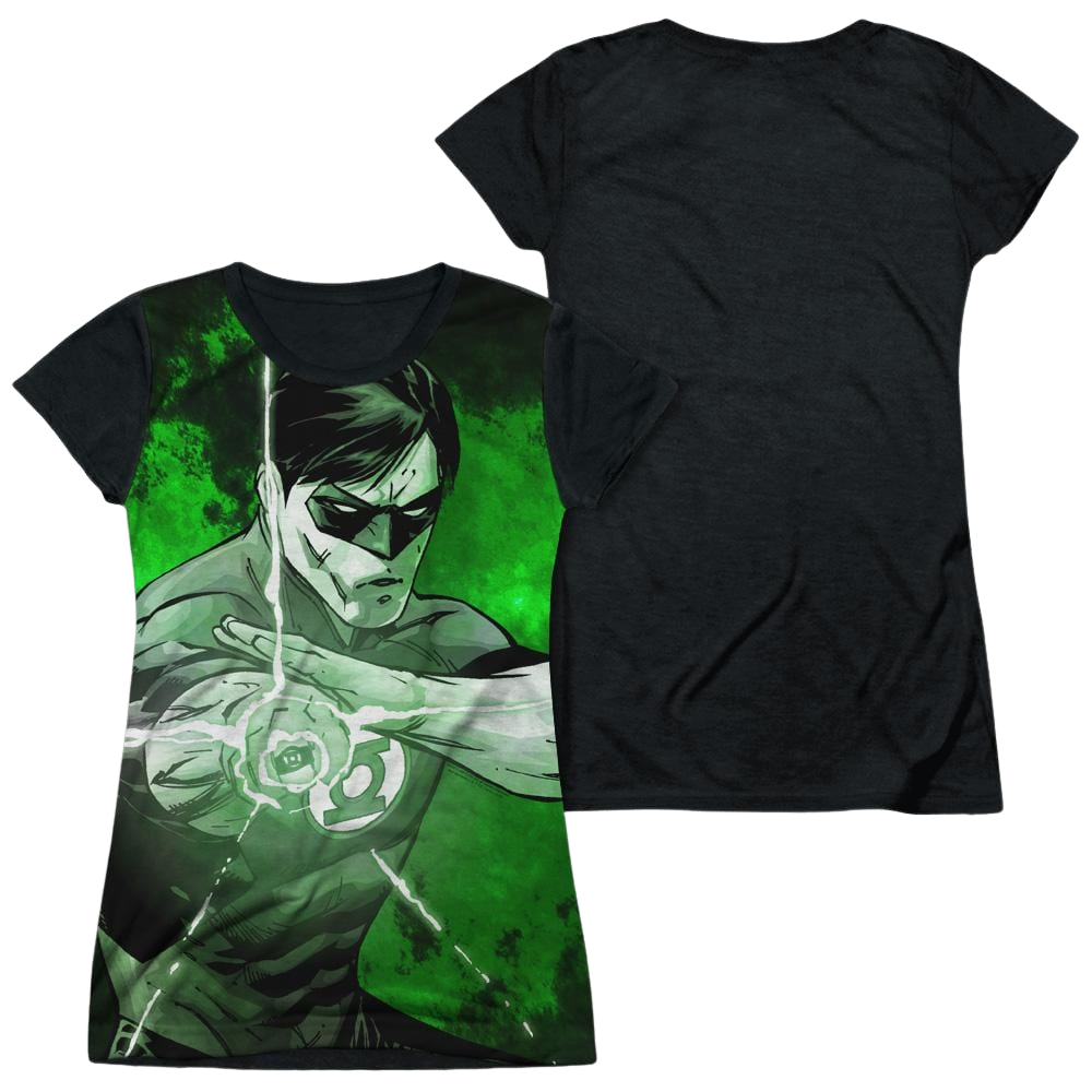 Justice League Charging Juniors Black Back T-Shirt Juniors Black Back T-Shirt Green Lantern
