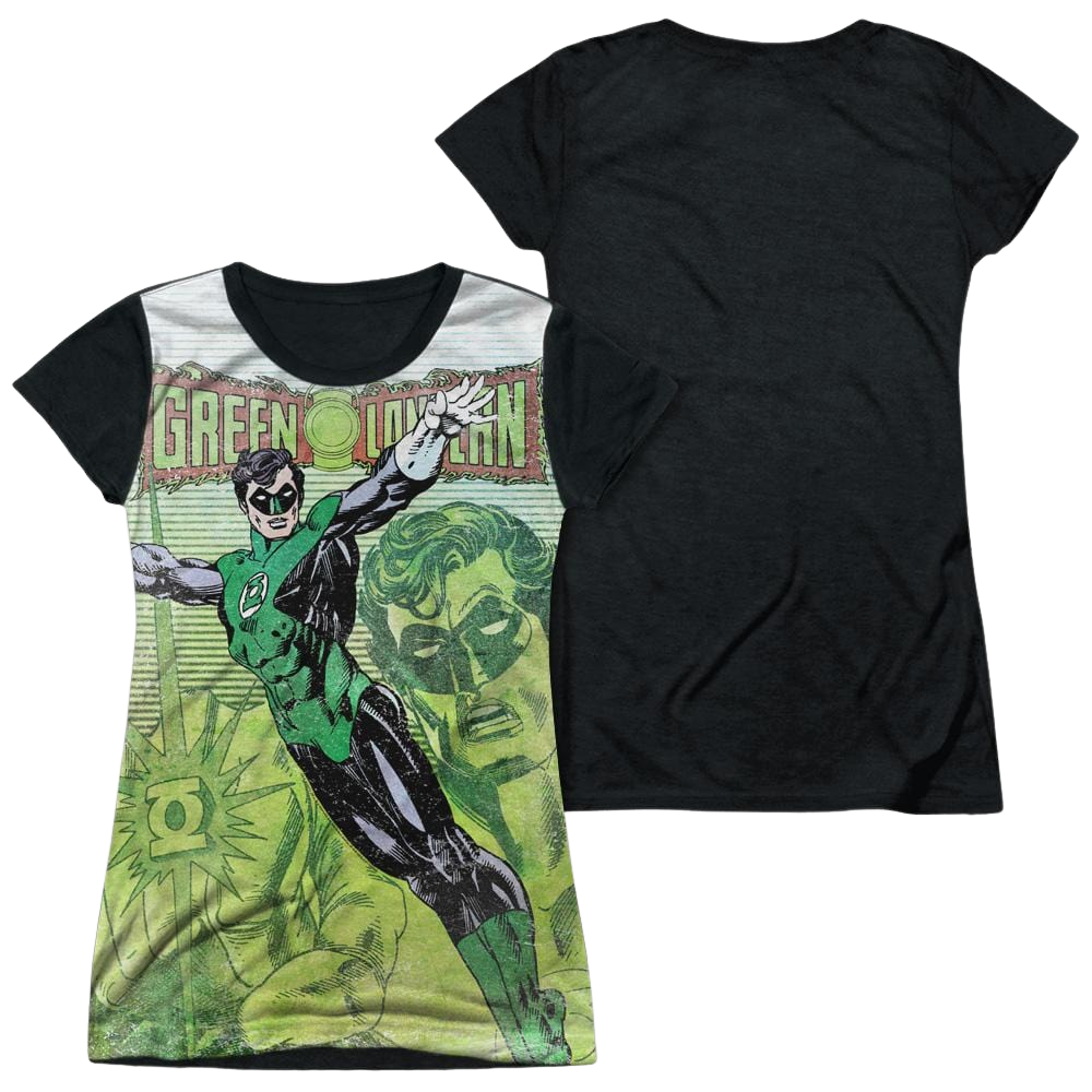 Green Lantern Vintage Leap - Juniors Black Back T-Shirt Juniors Black Back T-Shirt Green Lantern