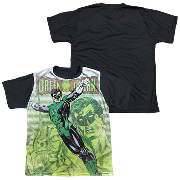 Green Lantern Vintage Leap youth black back t-shirt for ages 8 to 12