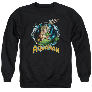 Black men's crewneck sweatshirt with Aquaman Ruler Of The Seas graphic