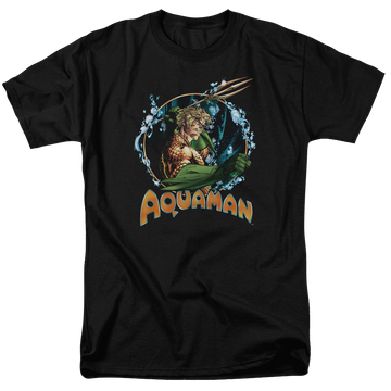 Black men's regular fit t-shirt with Aquaman Ruler Of The Seas graphic