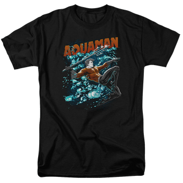 Black men's regular fit t-shirt with Aquaman Aqua Bubbles graphic