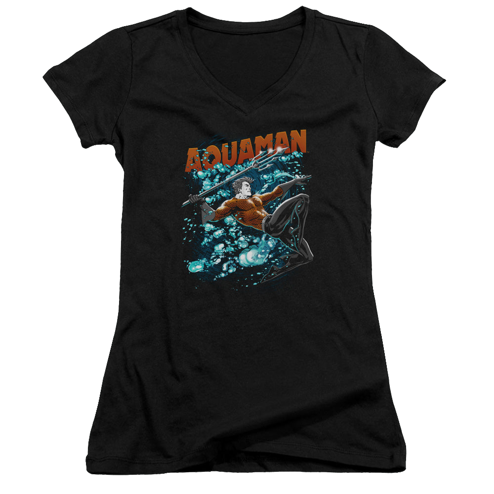 Aquaman Aqua Bubbles - Juniors V-Neck T-Shirt Juniors V-Neck T-Shirt Aquaman