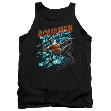 Black men's tank with Aquaman Aqua Bubbles graphic