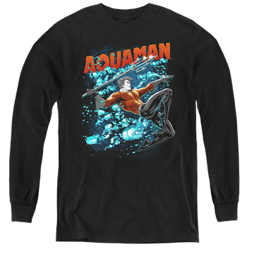Aquaman Aqua Bubbles - Youth Long Sleeve T-Shirt Youth Long Sleeve T-Shirt Aquaman