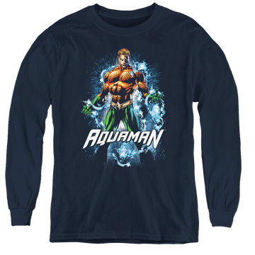 Aquaman Water Powers - Youth Long Sleeve T-Shirt Youth Long Sleeve T-Shirt Aquaman