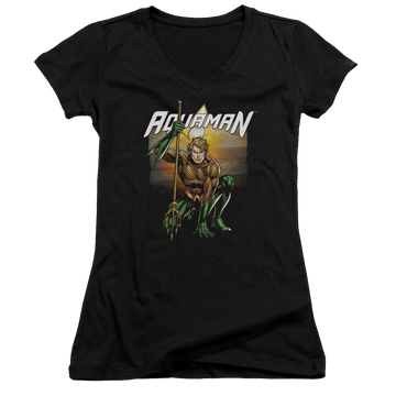 Aquaman Beach Sunset - Juniors V-Neck T-Shirt Juniors V-Neck T-Shirt Aquaman