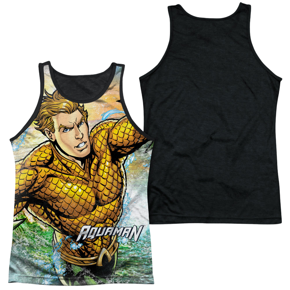 Aquaman Rough Seas - Men's Black Back Tank Top Men's Black Back Tank Aquaman