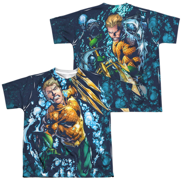 Aquaman Trident youth all-over print t-shirt for ages 8 to 12