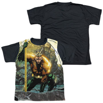 Aquaman Good Vs Evil youth black back t-shirt for ages 8 to 12