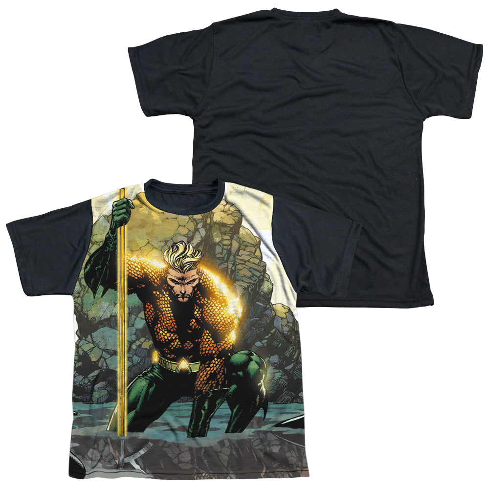 Aquaman Good Vs Evil - Youth Black Back T-Shirt Youth Black Back T-Shirt (Ages 8-12) Aquaman