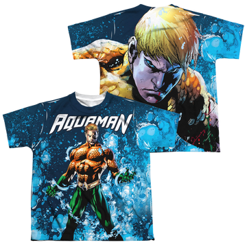 Aquaman Bubbles Everywhere youth all-over print t-shirt for ages 8 to 12