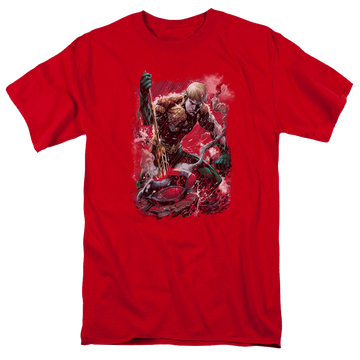 Red men's regular fit t-shirt with Aquaman Finished graphic