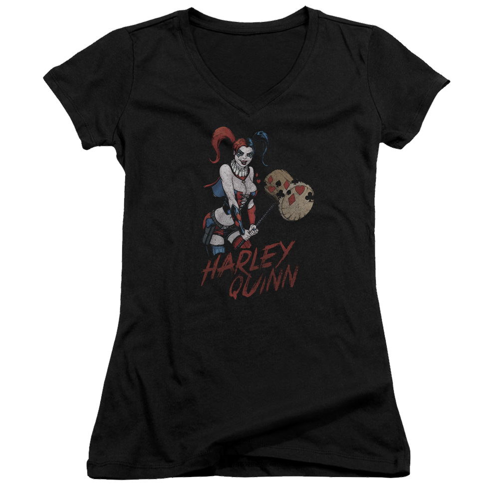 Harley Quinn Harley Hammer - Juniors V-Neck T-Shirt Juniors V-Neck T-Shirt Harley Quinn
