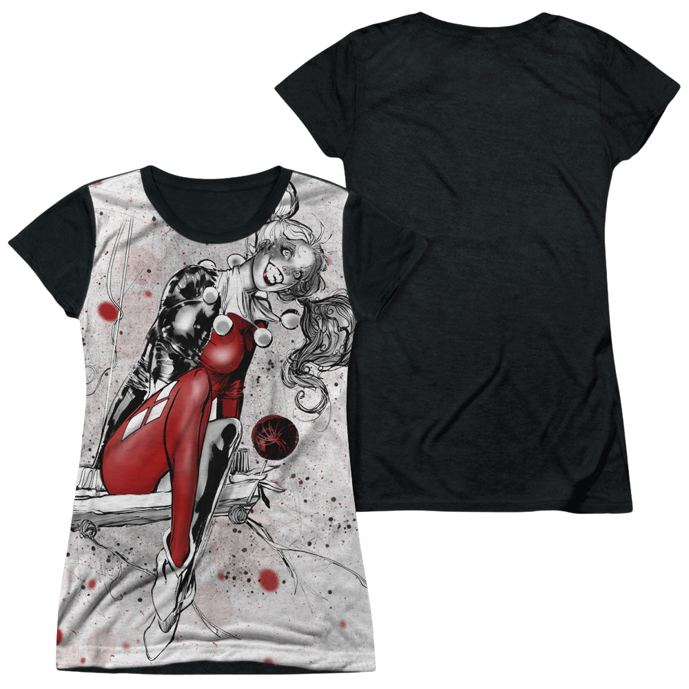 Harley Quinn Harley Sketch Sub - Juniors Black Back T-Shirt Juniors Black Back T-Shirt Harley Quinn