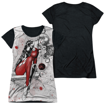 Harley Quinn Harley Sketch Sub - Juniors Black Back T-Shirt Juniors Black Back T-Shirt Harley Quinn