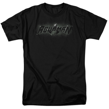 Black men's regular fit t-shirt with Aquaman Title graphic