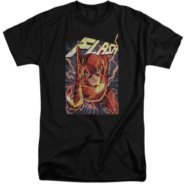 Black men's tall fit t-shirt with Flash One graphic